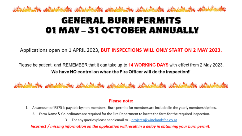 Burn Permit WINELANDS FPA